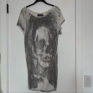 RELIGION Gray Skull T-Shirt Dress